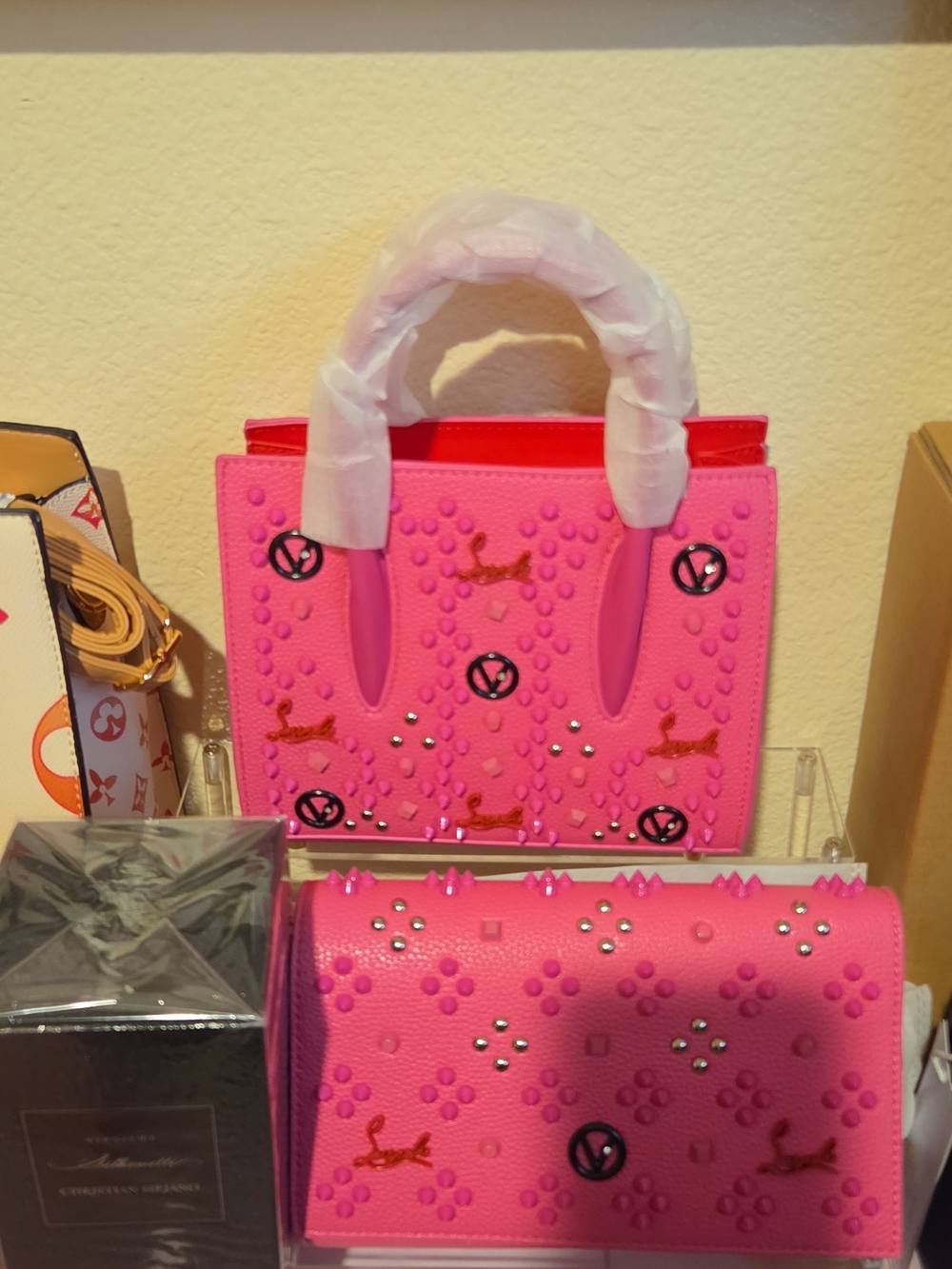 Bright Pink Studded Women's Tote Bag